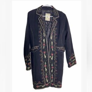 Black Floral Embroidered Coat